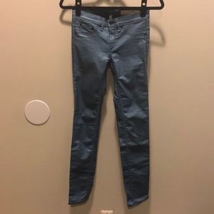 rag & bone/jean blue metallic skinny jeans